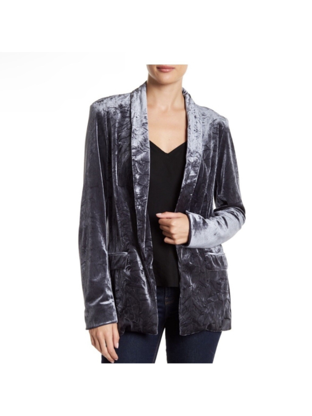 Women's RO&DE Velvet Blazer Jacket Grey Size M